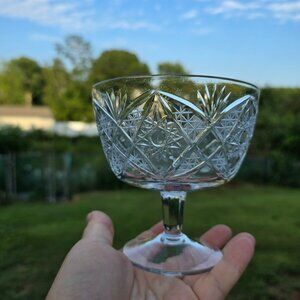 Vintage Brilliant ABP Hand Cut Crystal Pedestal Candy Dish Bowl Compote Glass